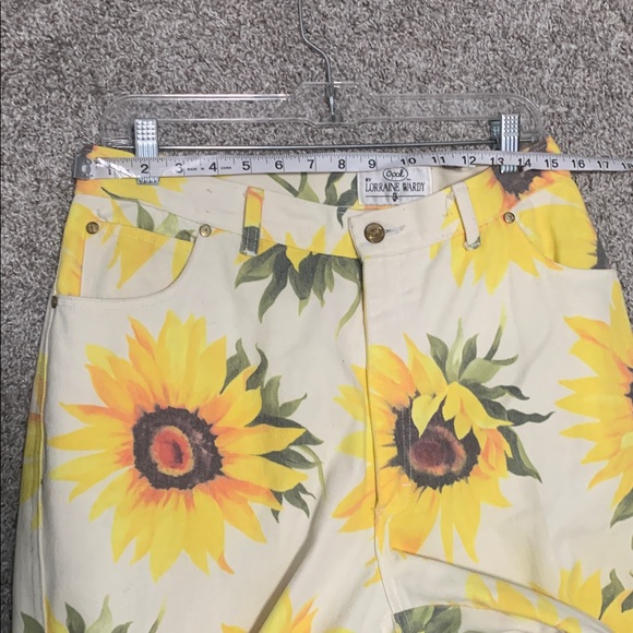 Vintage Lorraine Wardy Sunflower Print High Rise Jeans - Picture 8 of 9